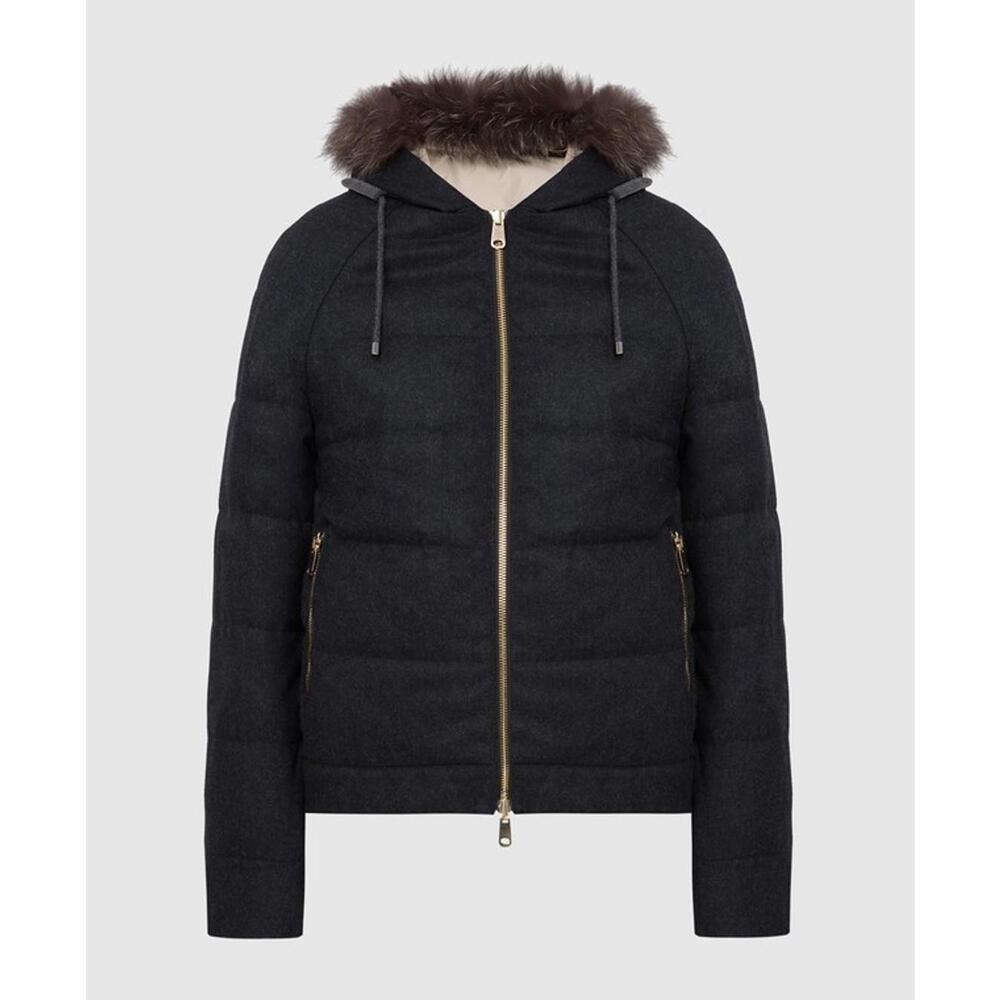 NEW Brunello Cucinelli Reversible fox fur down jacket 36